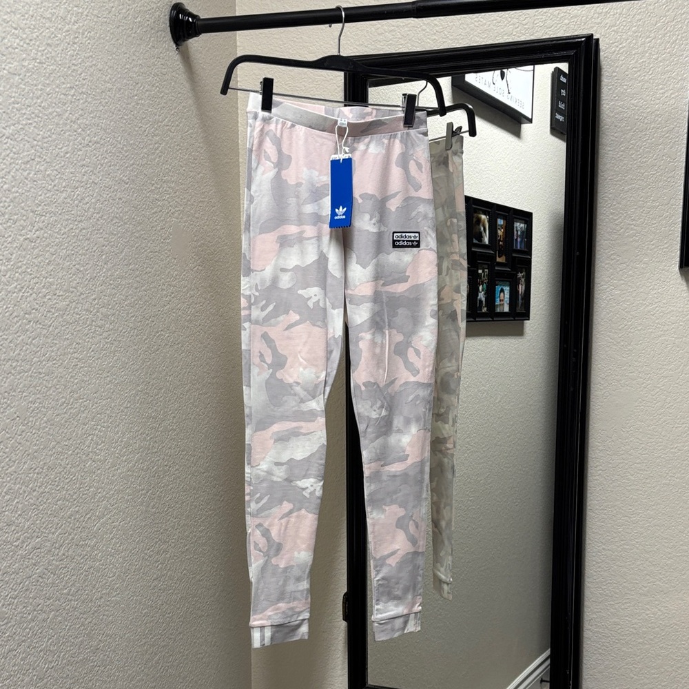 Adidas Pink and Gray Camouflage Leggings